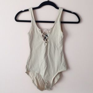 Nude Lace Up Bodysuit